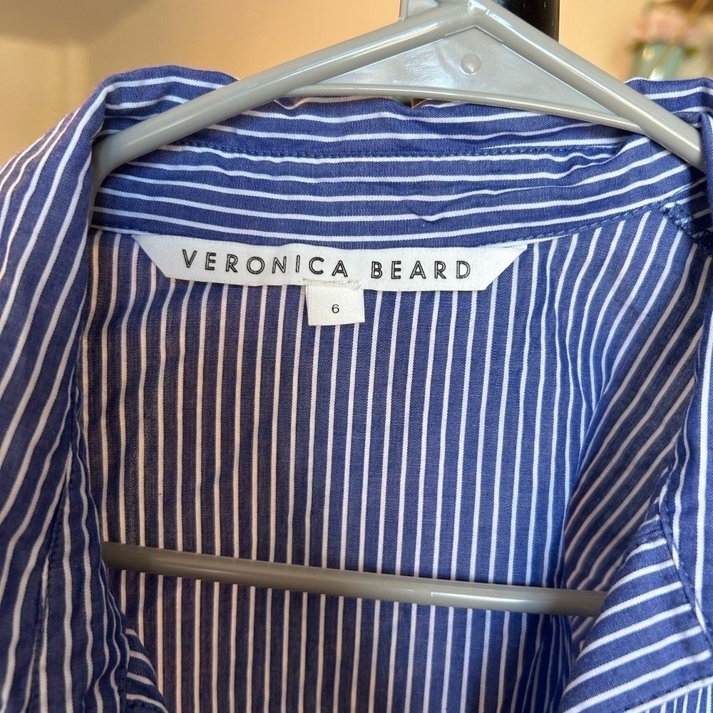 VERONICA BEARD Gilda Asymmetrical Striped Poplin Shirt - Picture 8 of 9